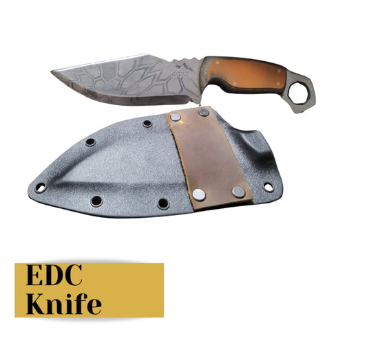 Kryptek Blaze EDC: Precision Orange Handle Knife with Camo Etched Blade--READY TO SHIP