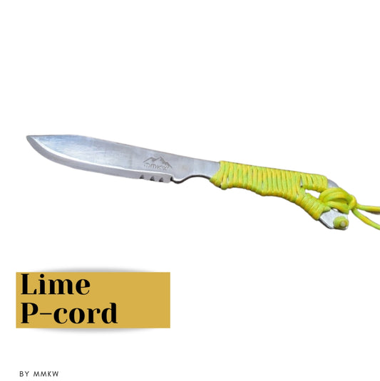 Mt. Mitchell Knife Works EDC Hand-Forged Knife: Lime Paracord Handle Precision--READY TO SHIP