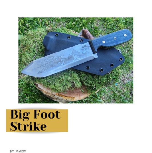 'Bigfoot Strike' EDC Knife: Black and Lime Green Handle with Bold Bigfoot Etching--READY TO SHIP